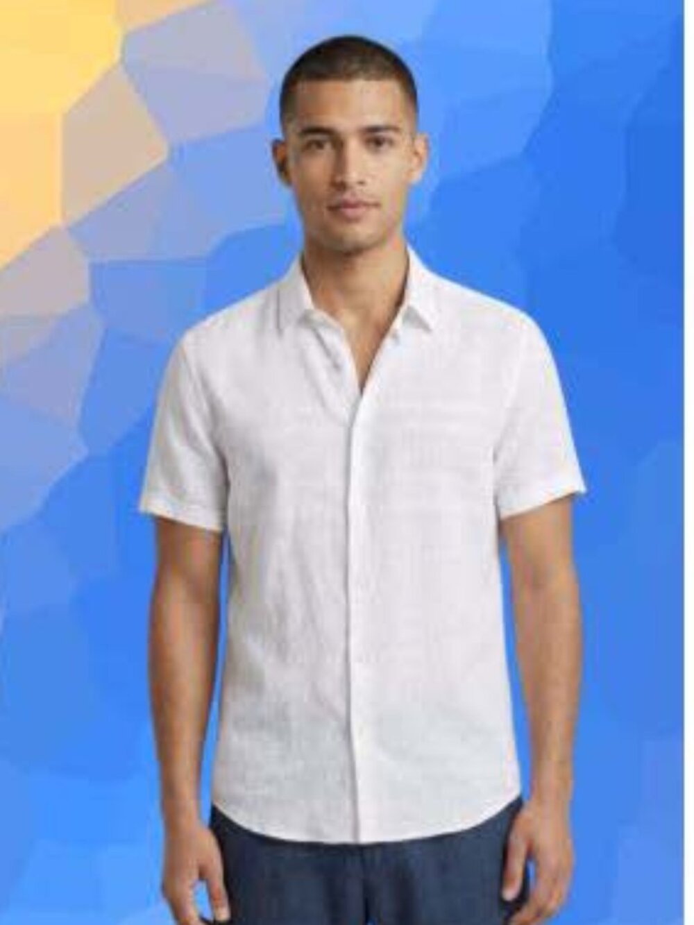 Theory Men's White Short Sleeve Button Down Shirt